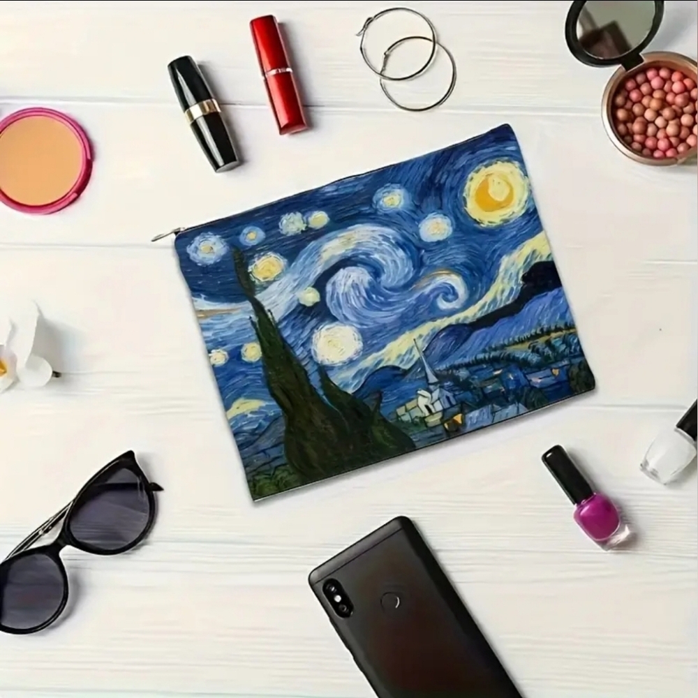 NWT VAN GOGH Starry Night Print Zipper Pouch MAKEUP BAG PENCIL POUCH ETC. - Picture 2 of 4